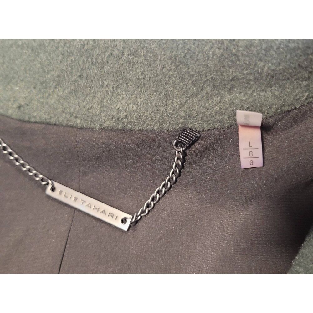 Elie Tahari Hilary Green Wool Coat with Rabbit Fur Panels - Picture 6 of 11